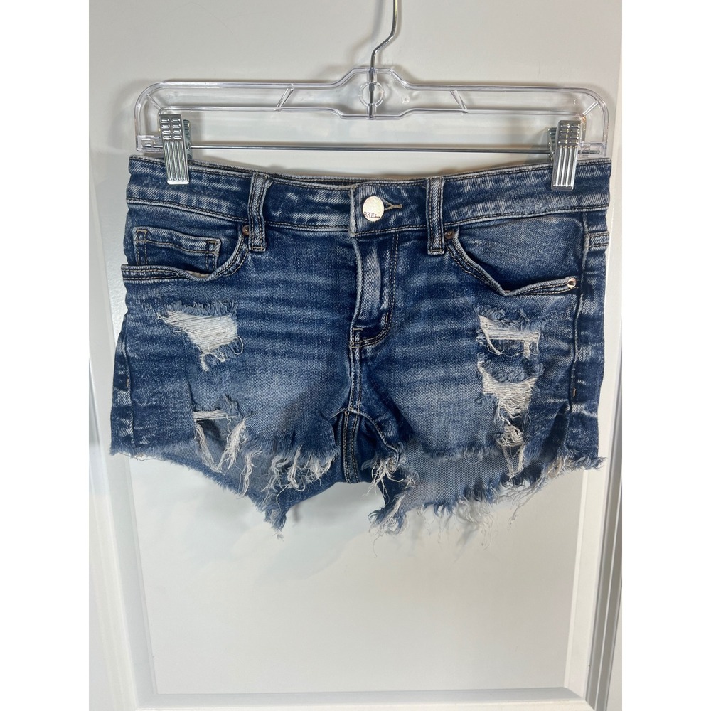 BKE Womens Denim Shorts Distressed Medium Blue Wash Size 25